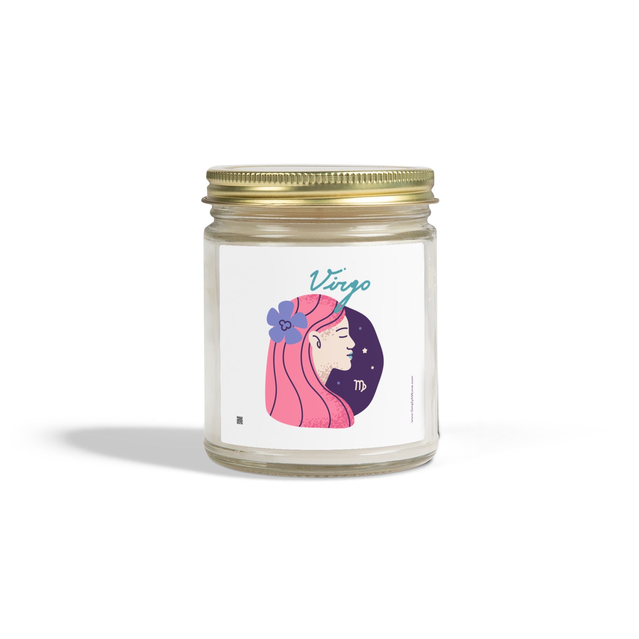 Cute Virgo Zodiac Scented Candle — Coconut Apricot Wax (9oz Reusable Glass)