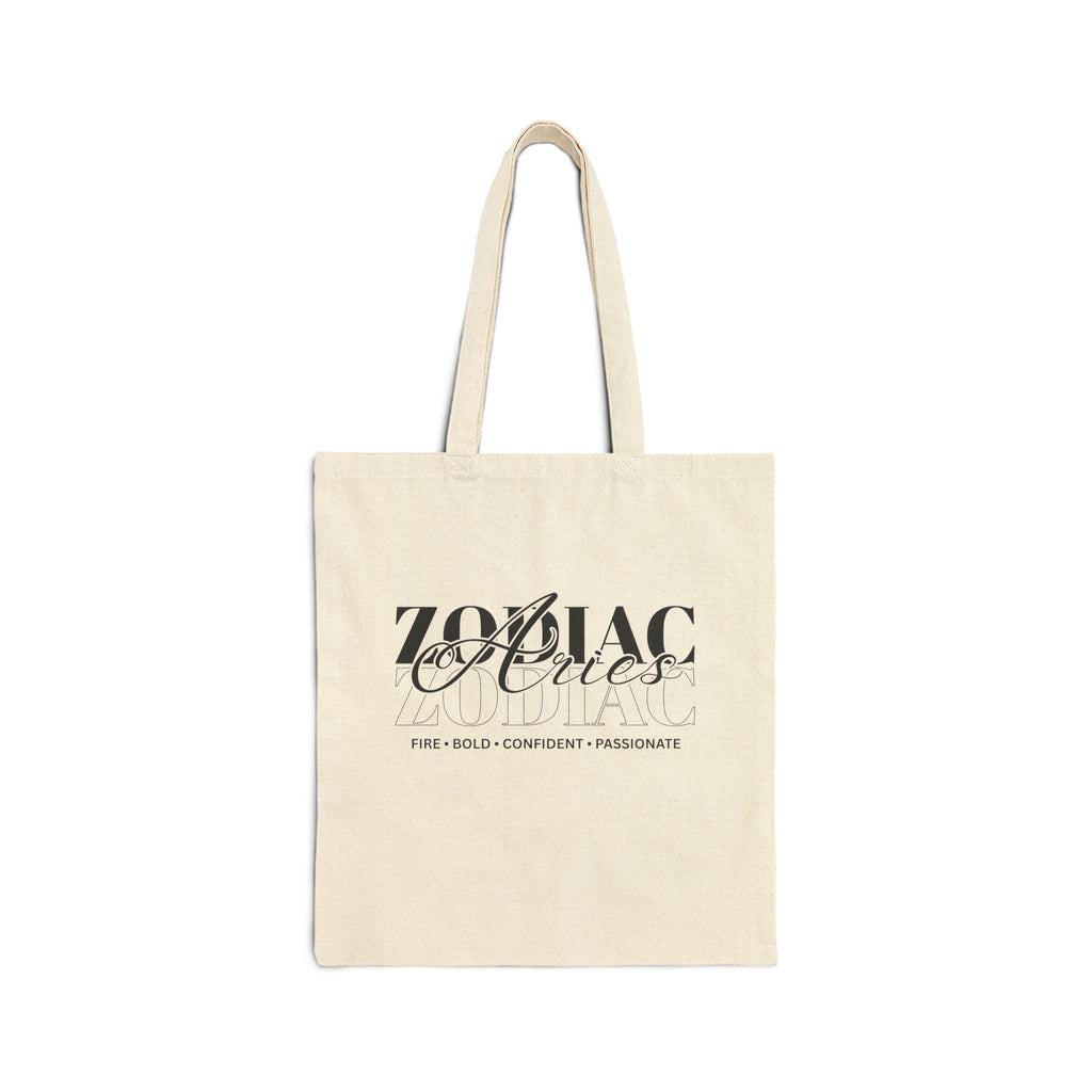 Aries Zodiac Tote Bag — Cotton Canvas Astrology Tote