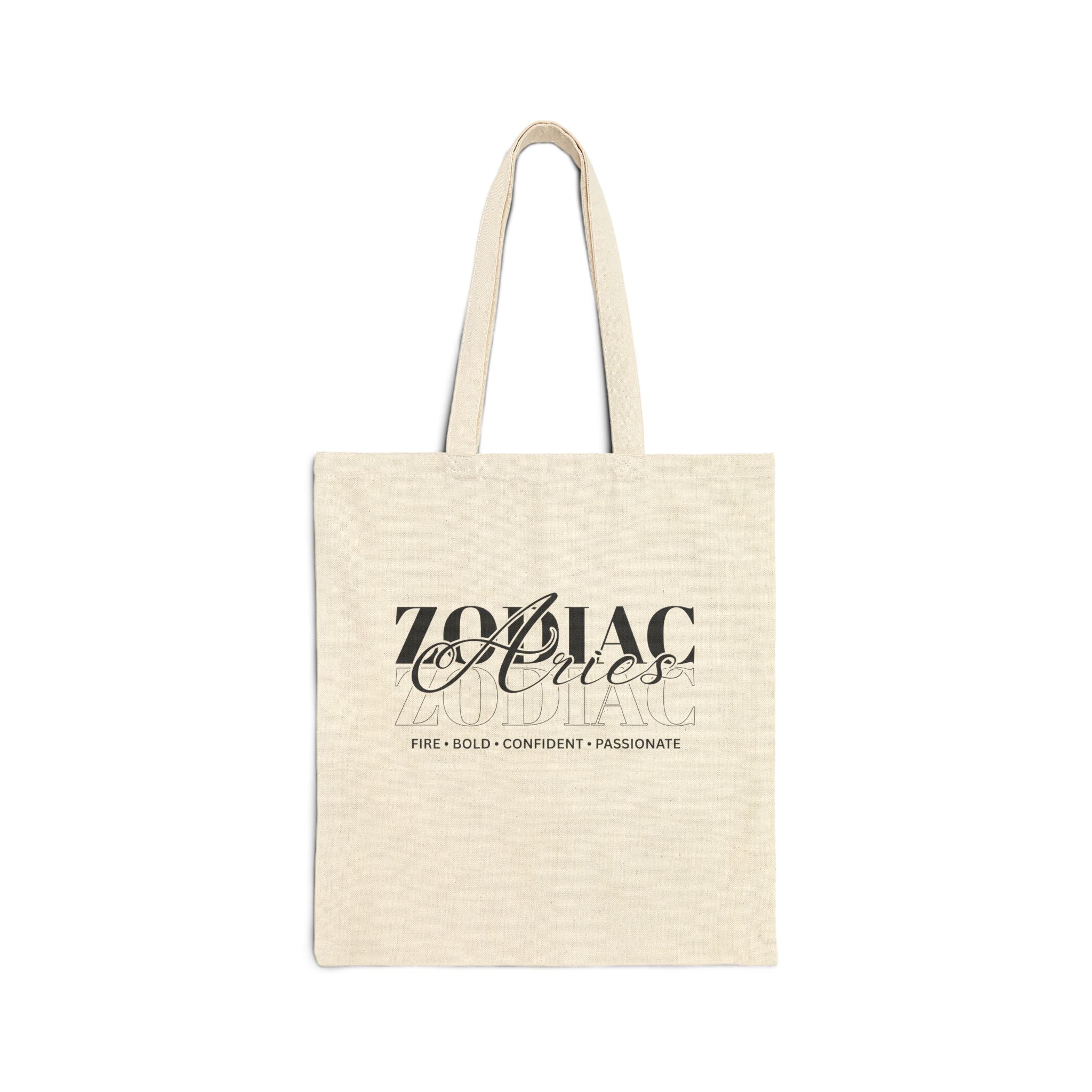 Aries Zodiac Tote Bag — Cotton Canvas Astrology Tote