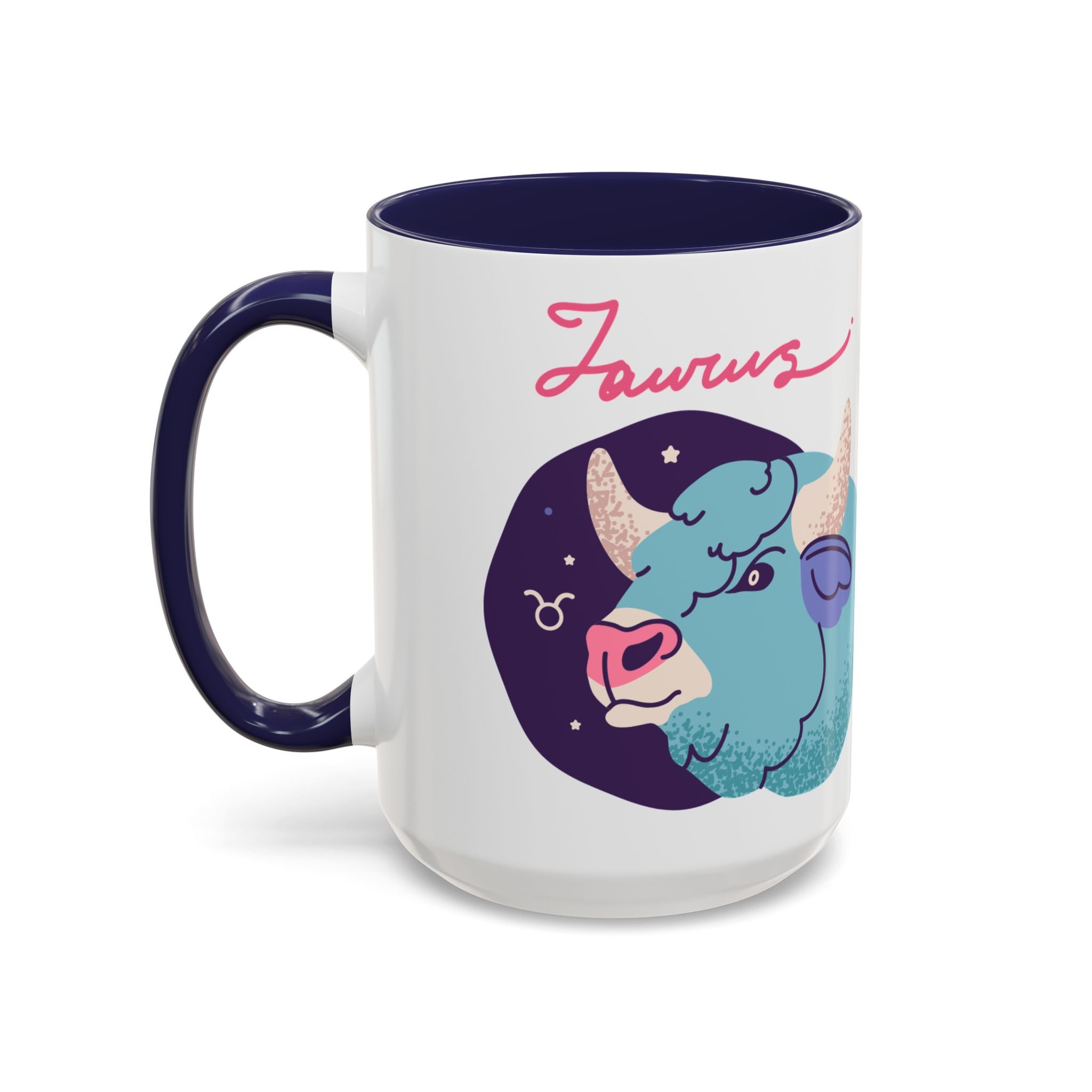 Cute Taurus Zodiac Mug — 15oz (Pink, Light Blue, & Navy)