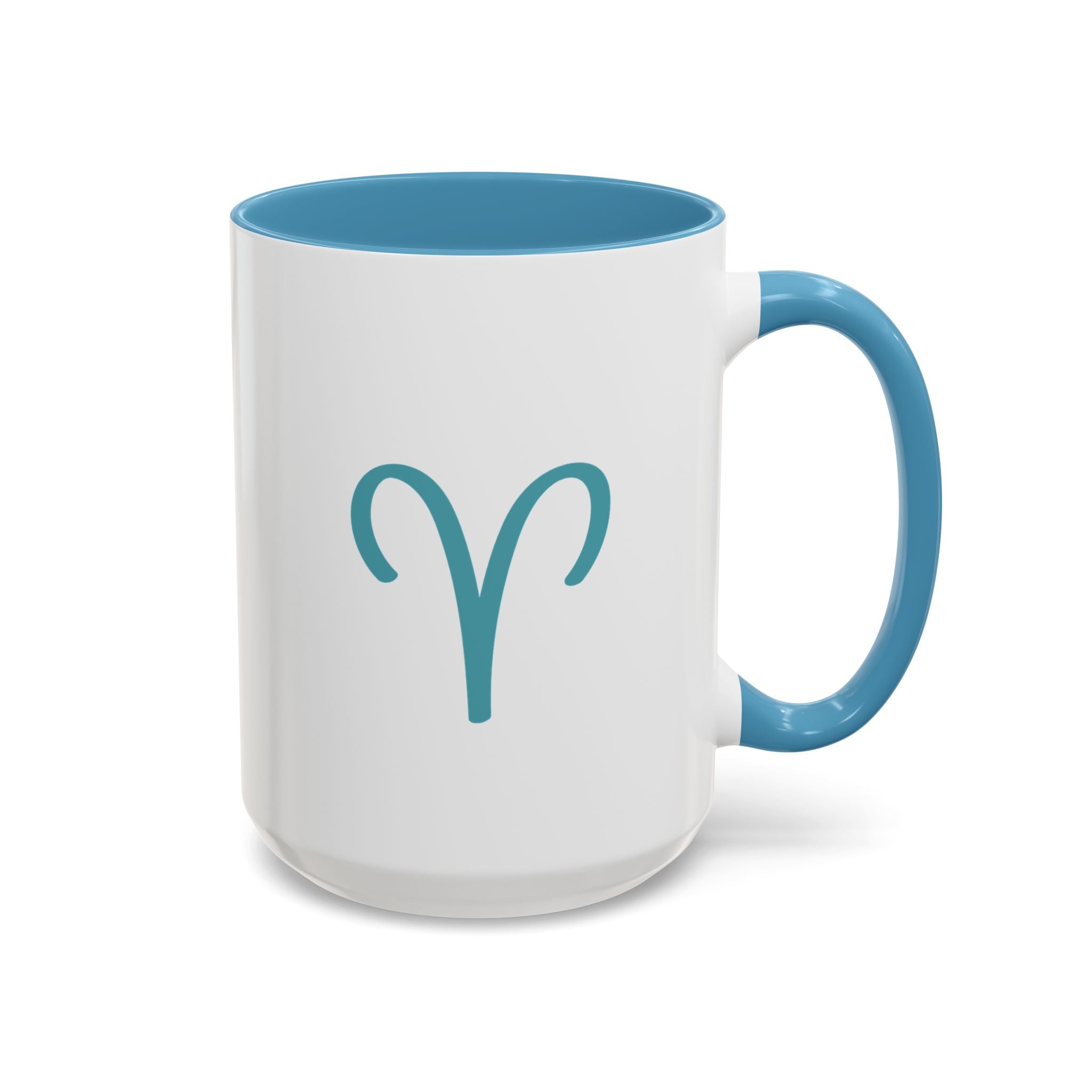 Aries Zodiac Accent Coffee Mug — Cute Horoscope 11/15oz (Pink, Light Blue & Navy)