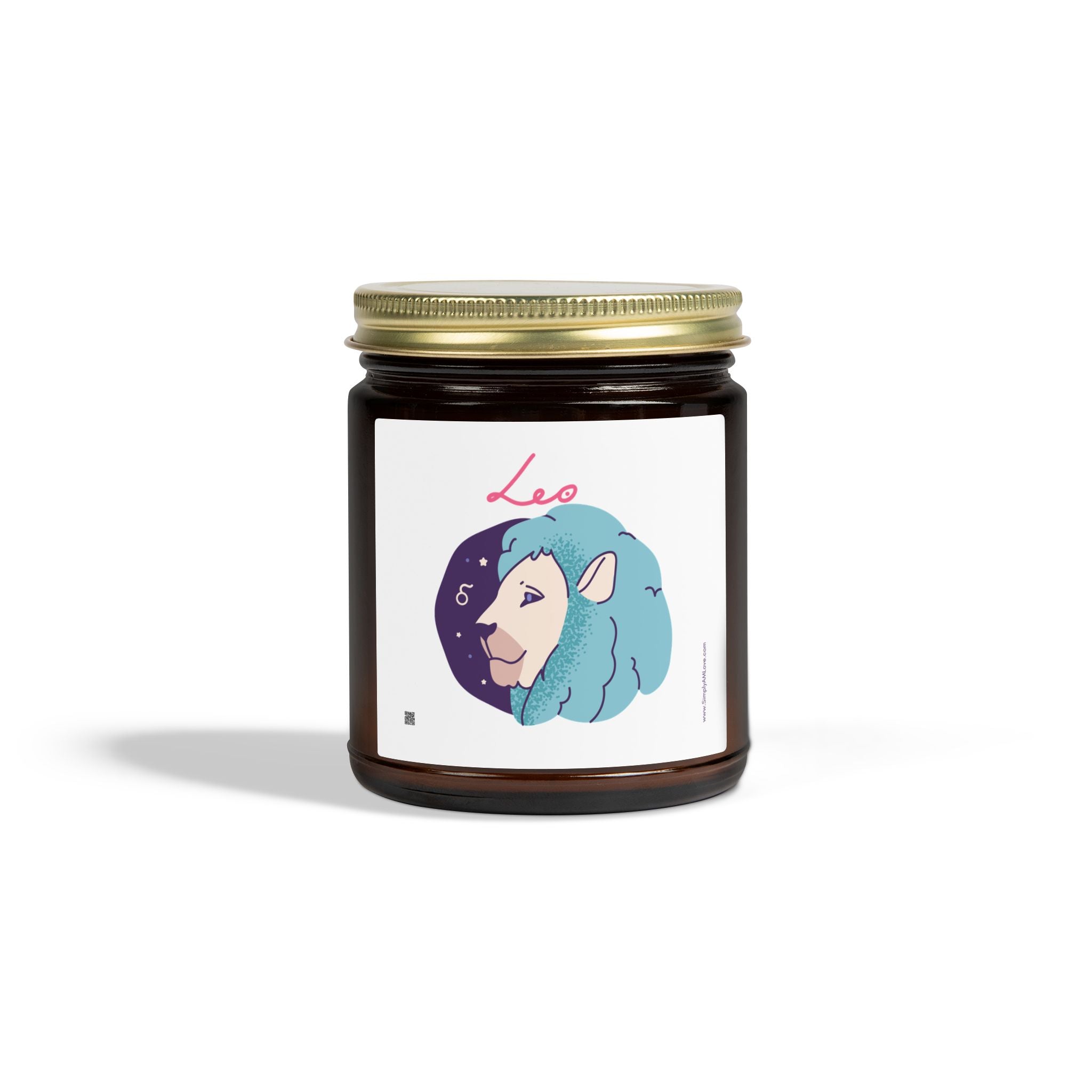 Cute Zodiac Leo, Scented Candle — Coconut Apricot Wax (9oz Reusable Glass)