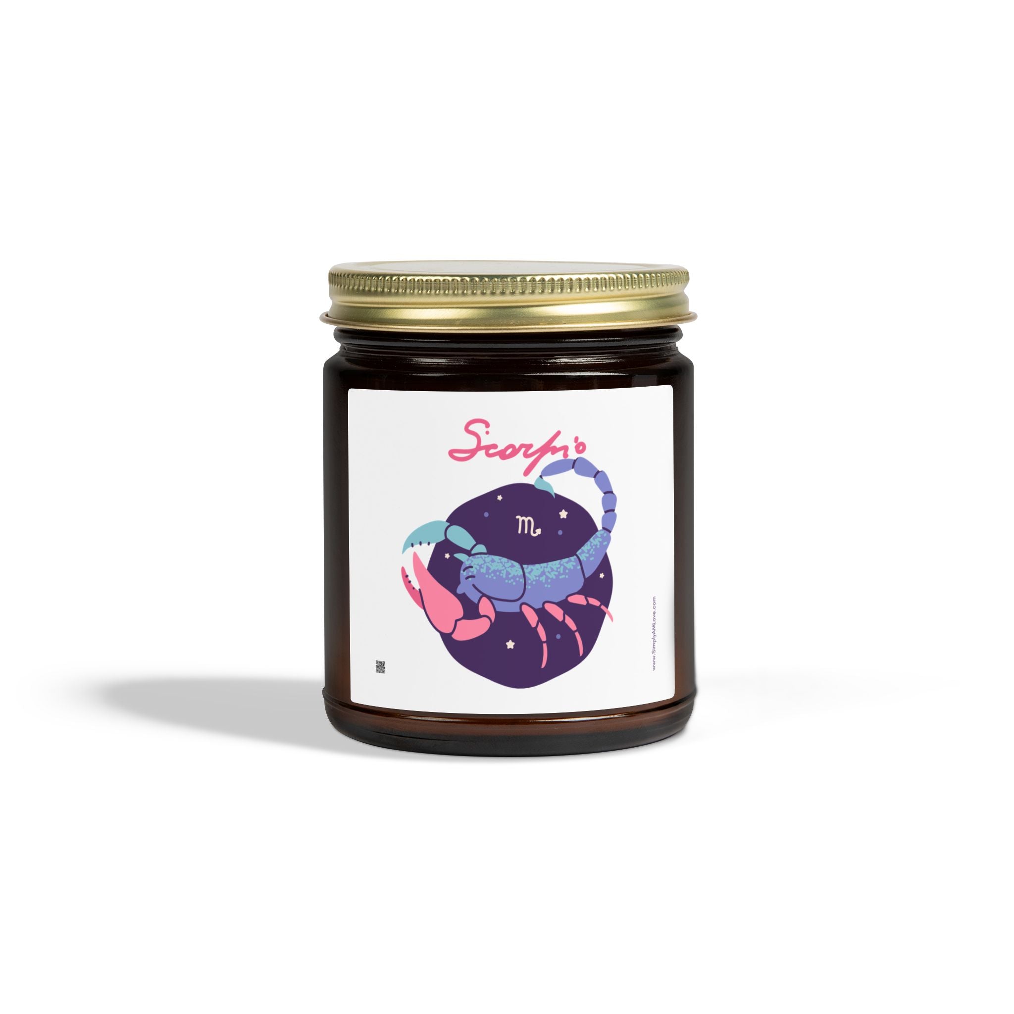 Cute Scorpio Zodiac Scented Candle — Coconut Apricot Wax (9oz Reusable Glass)