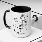 Zodiac Cancer Mug — Minimal Celestial Horoscope Accent, 15oz Mug