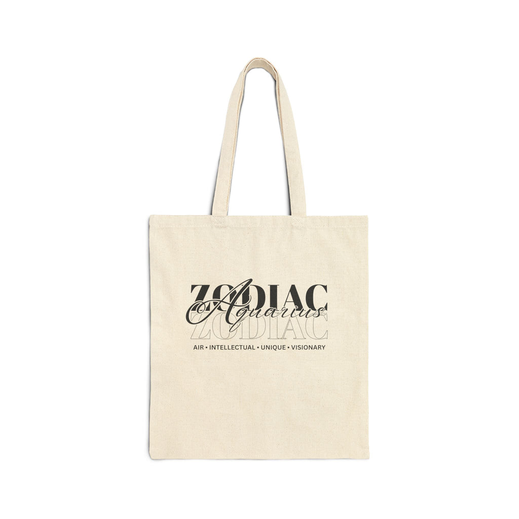 Aquarius Zodiac Tote Bag — Cotton Canvas Astrology Tote