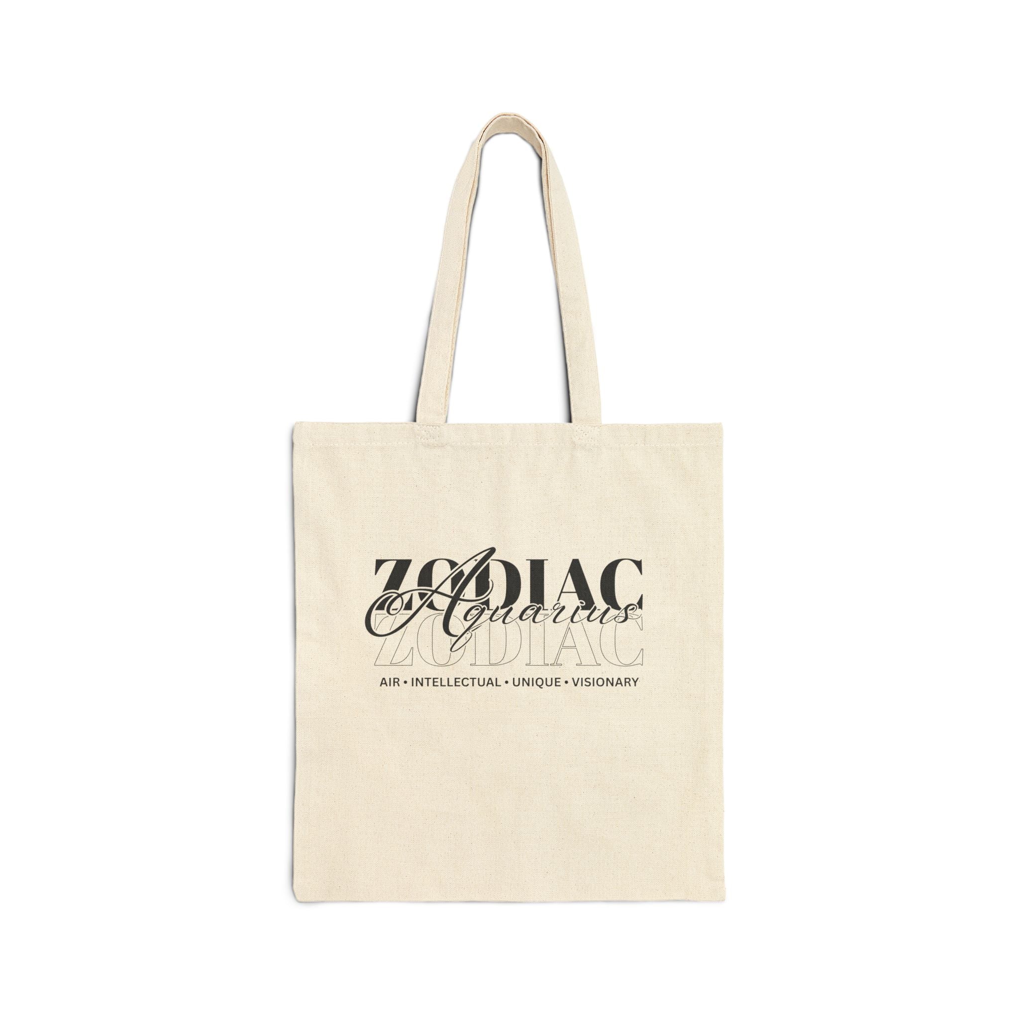 Aquarius Zodiac Tote Bag — Cotton Canvas Astrology Tote