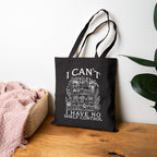 Tote Bag — "I Can't, I Have No Shelf Control" Funny Pack-Rat Canvas Tote, natural