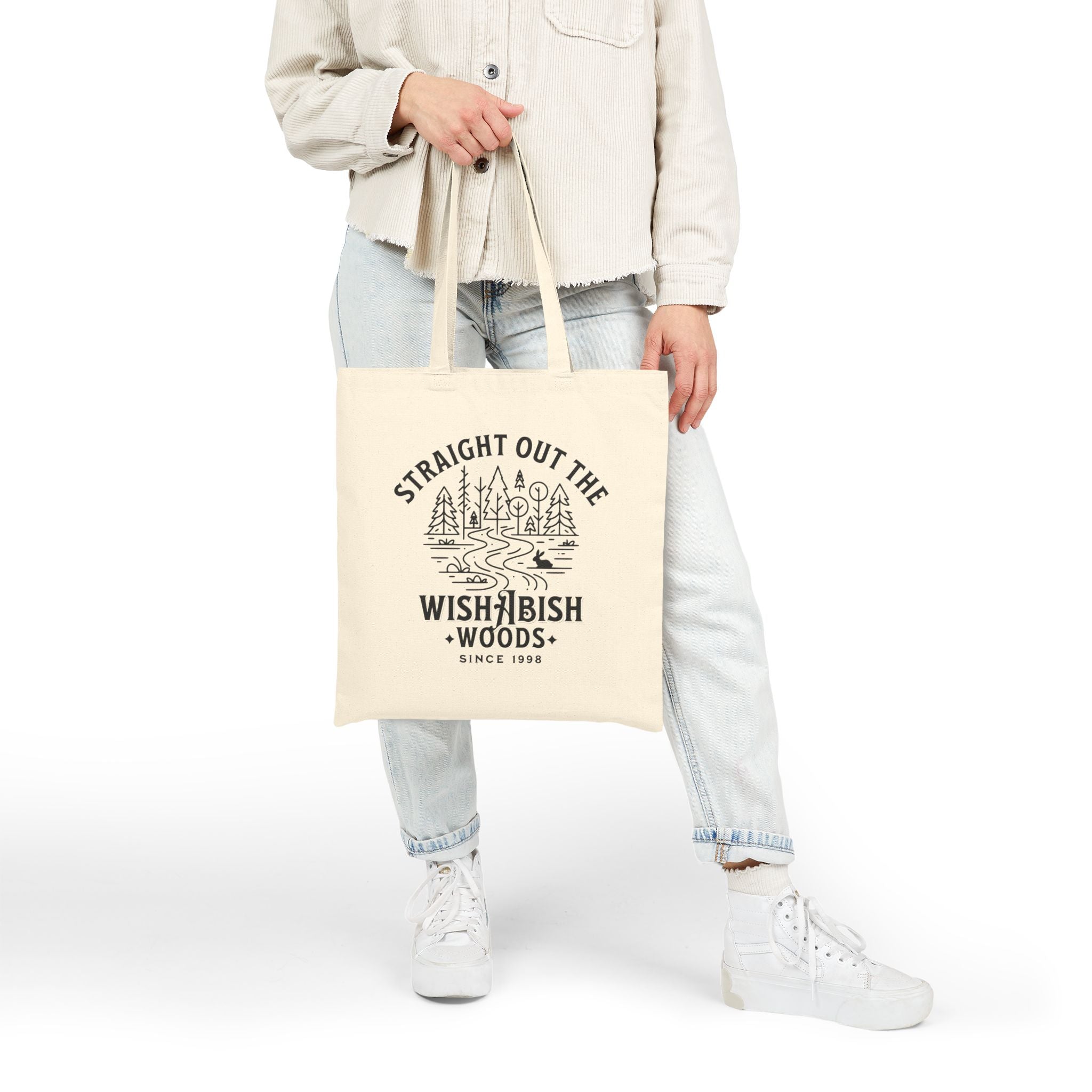 Funny Canvas Tote Bag — "Straight Out The WishAbish Woods" Humor Heals