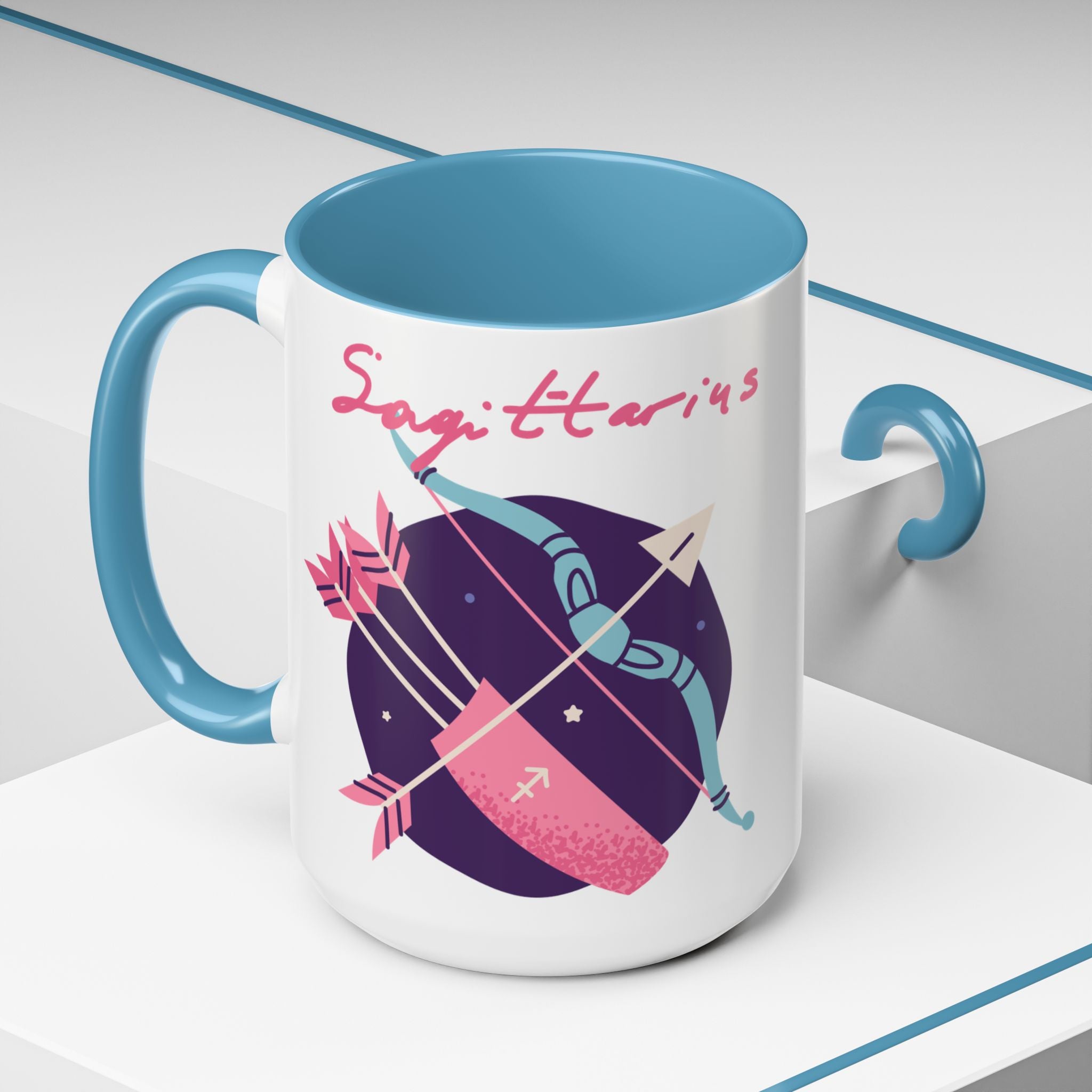 Cute Sagittarius Zodiac Mug — 15oz (Pink, Light Blue, & Navy)