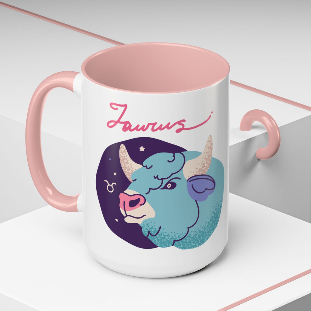 Cute Taurus Zodiac Mug — 15oz (Pink, Light Blue, & Navy)