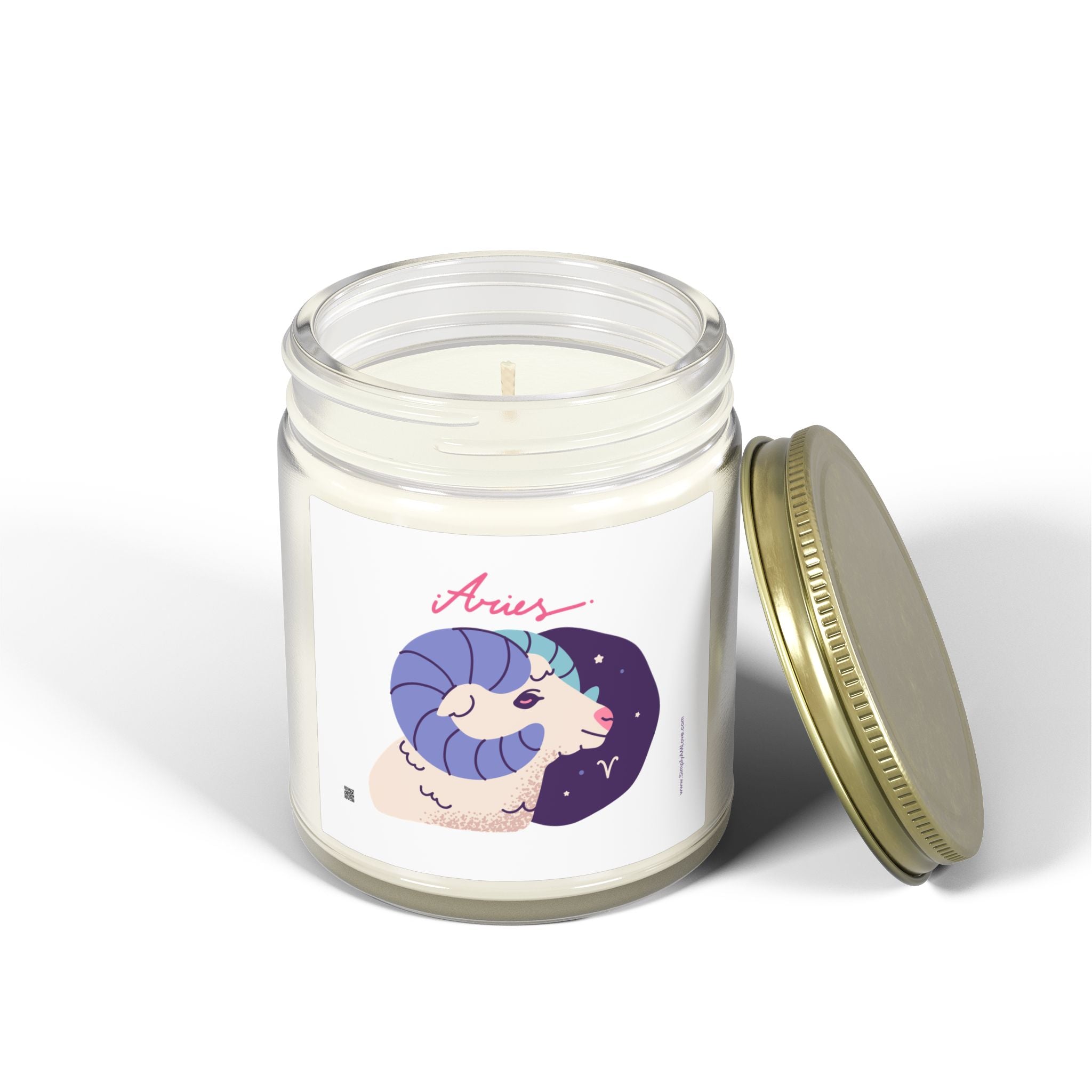 Aries Zodiac Scented Candle — Coconut Apricot (9oz Reusable Glass)