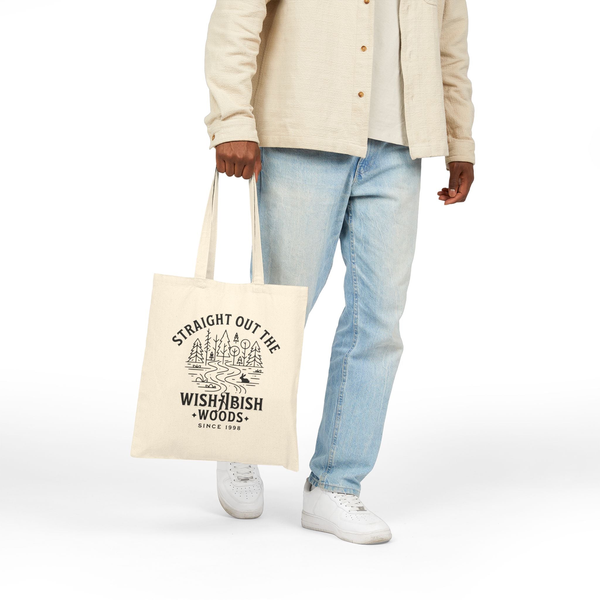 Funny Canvas Tote Bag — "Straight Out The WishAbish Woods" Humor Heals