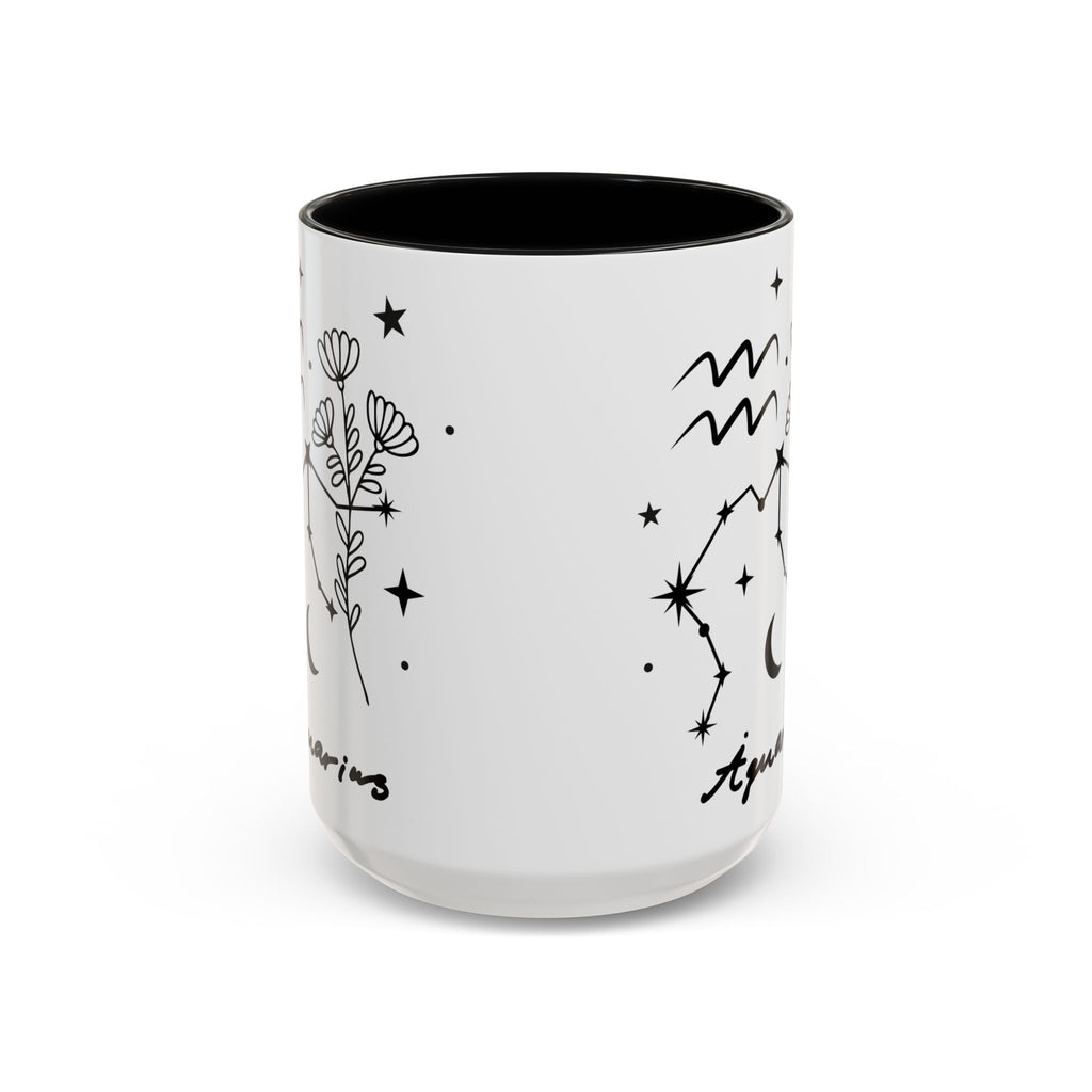Aquarius Zodiac Mug — Minimal Celestial Horoscope Accent 15oz Mug