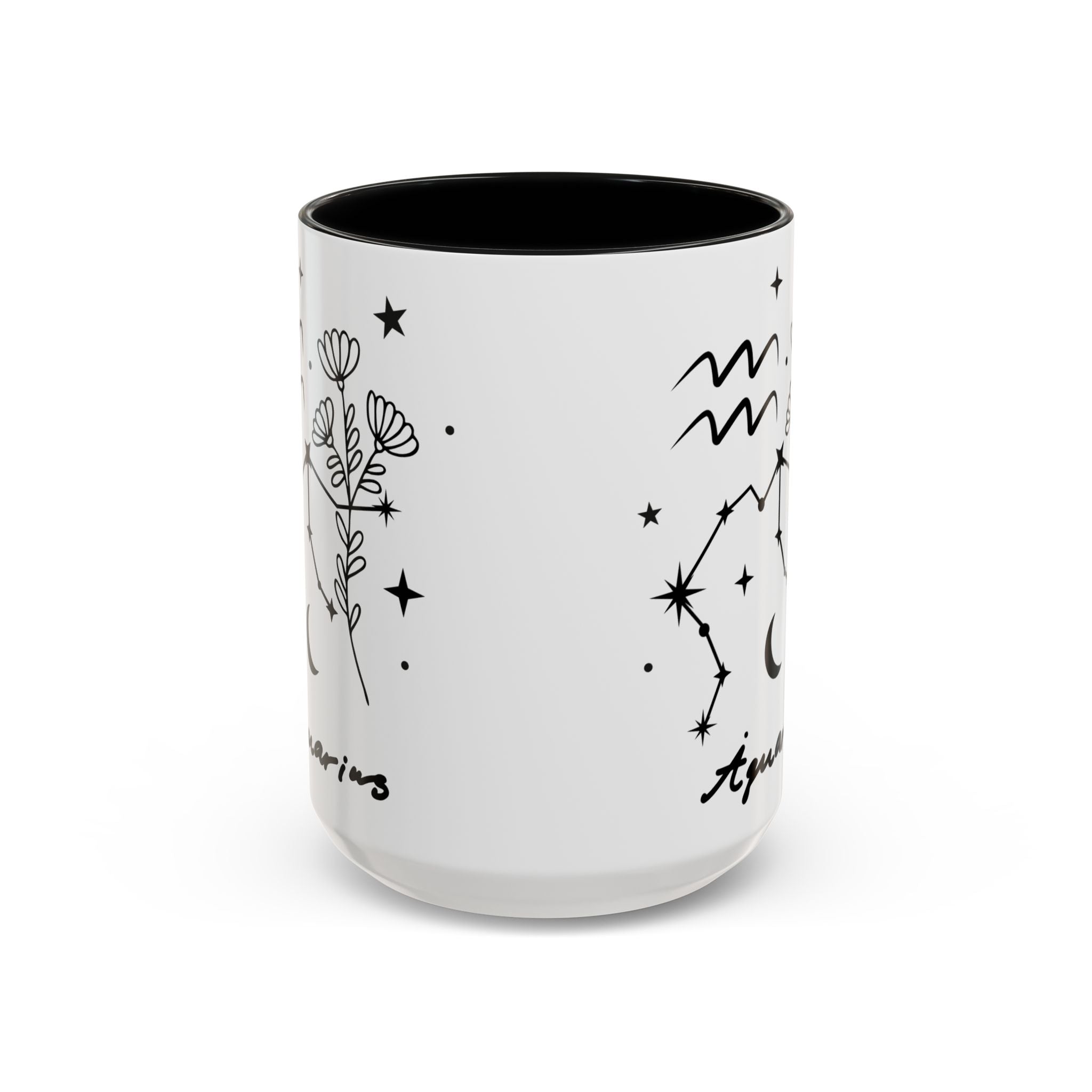 Aquarius Zodiac Mug — Minimal Celestial Horoscope Accent 15oz Mug