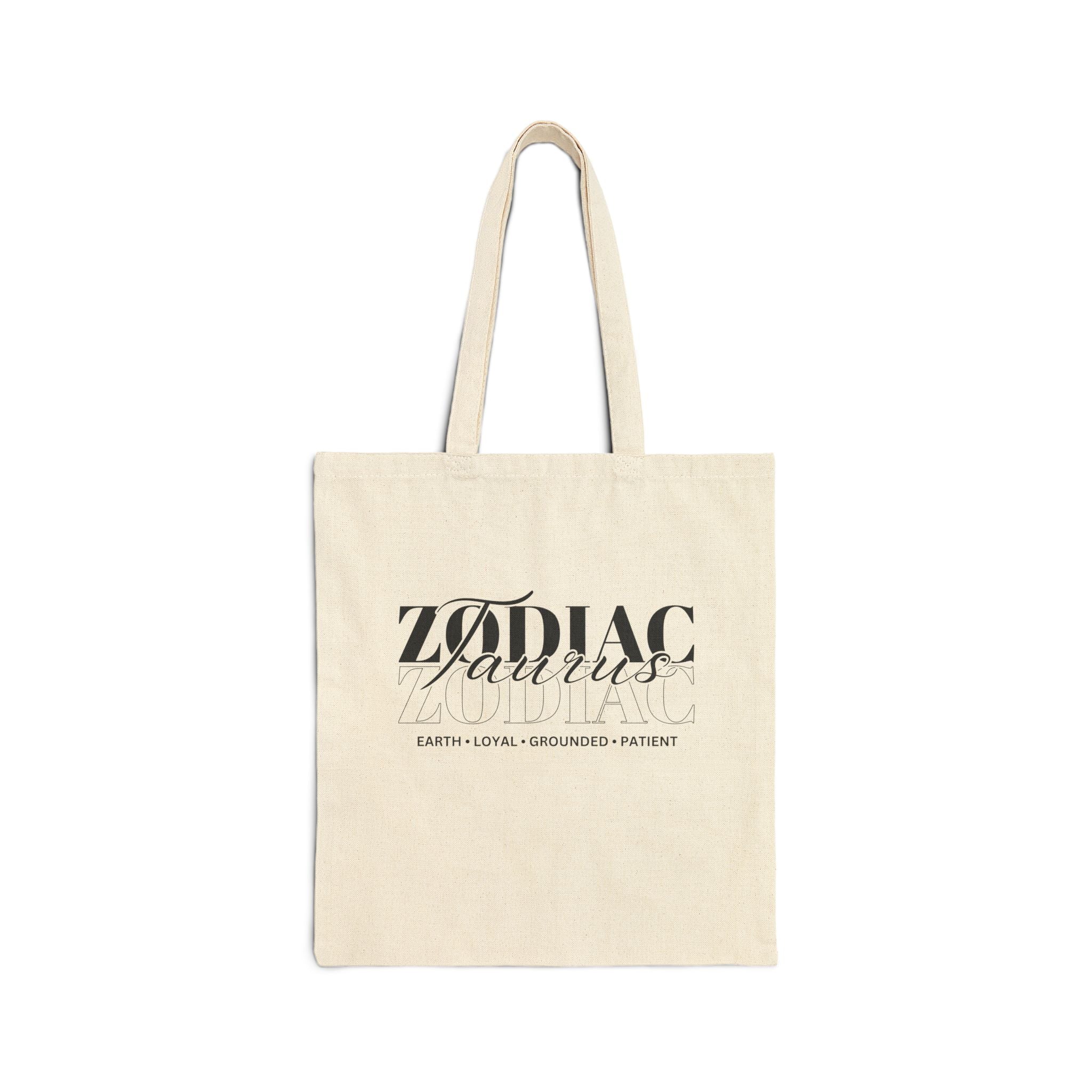 Taurus Zodiac Tote Bag — Cotton Canvas Astrology Tote
