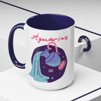 Cute Aquarius Zodiac Mug — 15oz (Pink, Light Blue, & Navy)