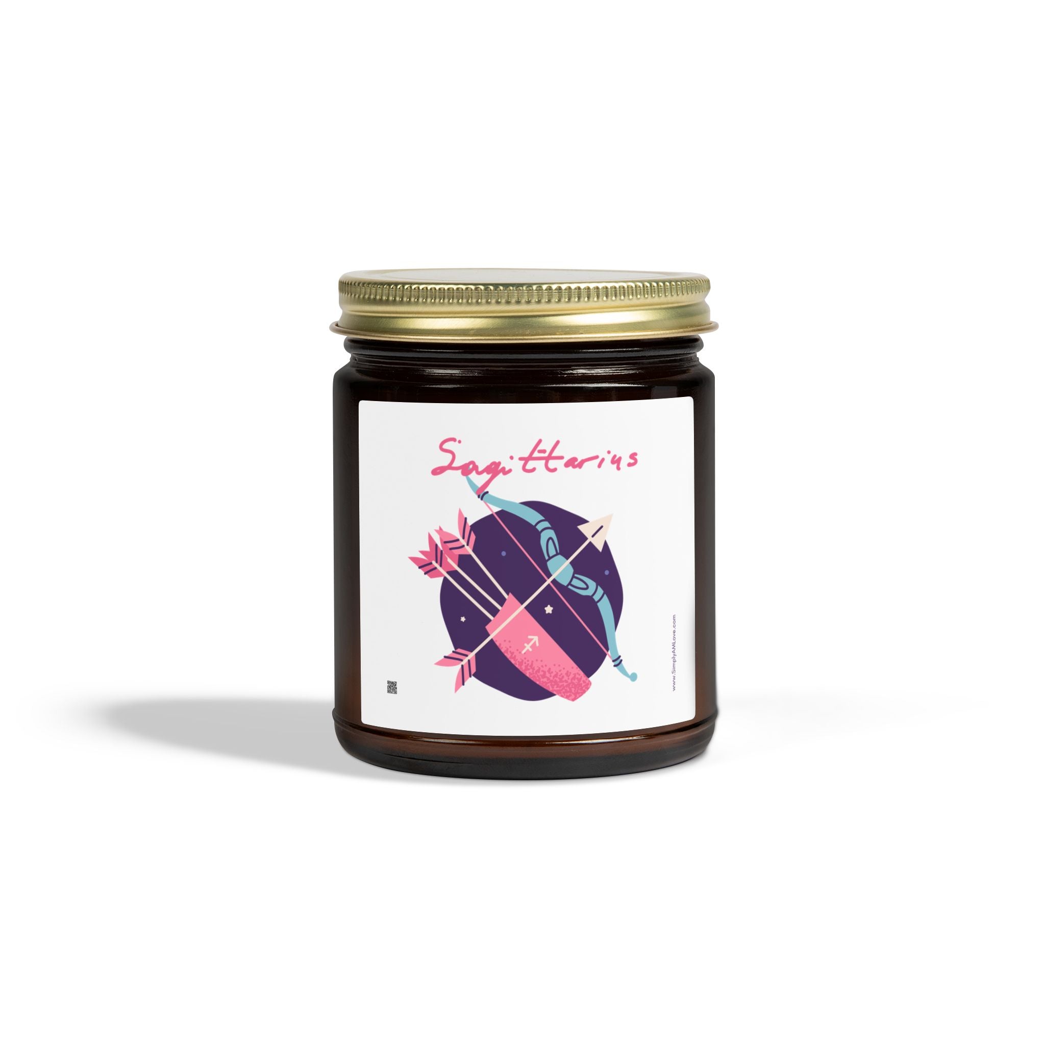 Cute Sagittarius Zodiac Scented Candle — Coconut Apricot Wax (9oz Reusable Glass)
