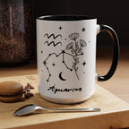 Aquarius Zodiac Mug — Minimal Celestial Horoscope Accent 15oz Mug