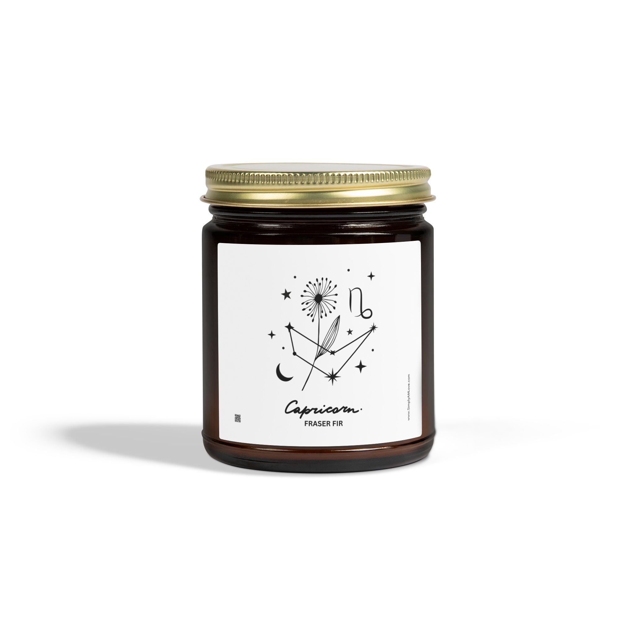 Zodiac Sagittarius Coconut Apricot Wax Scented Candle — 9oz Botanical Glass Jar (Fraser Fir)