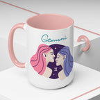 Cute Gemini Zodiac Mug — 15oz (Pink, Light Blue, & Navy)