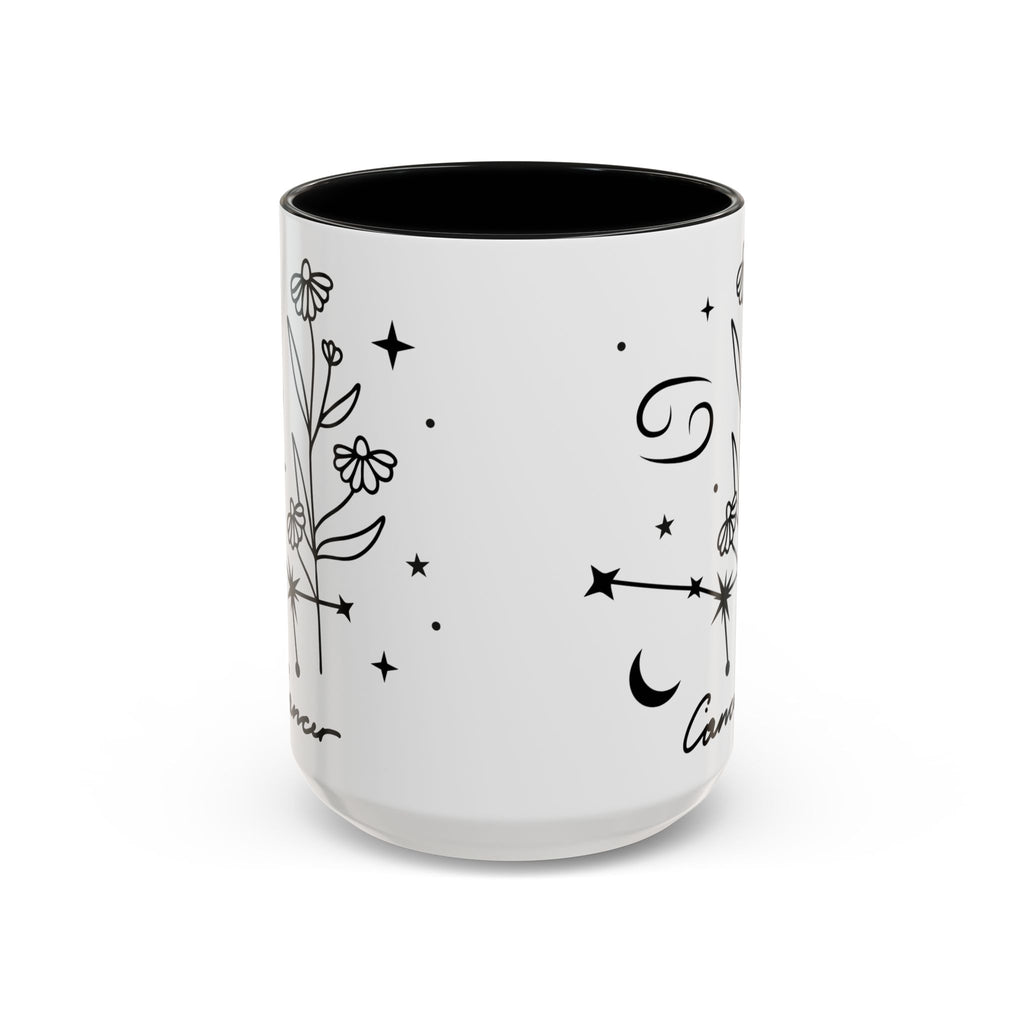 Zodiac Cancer Mug — Minimal Celestial Horoscope Accent, 15oz Mug