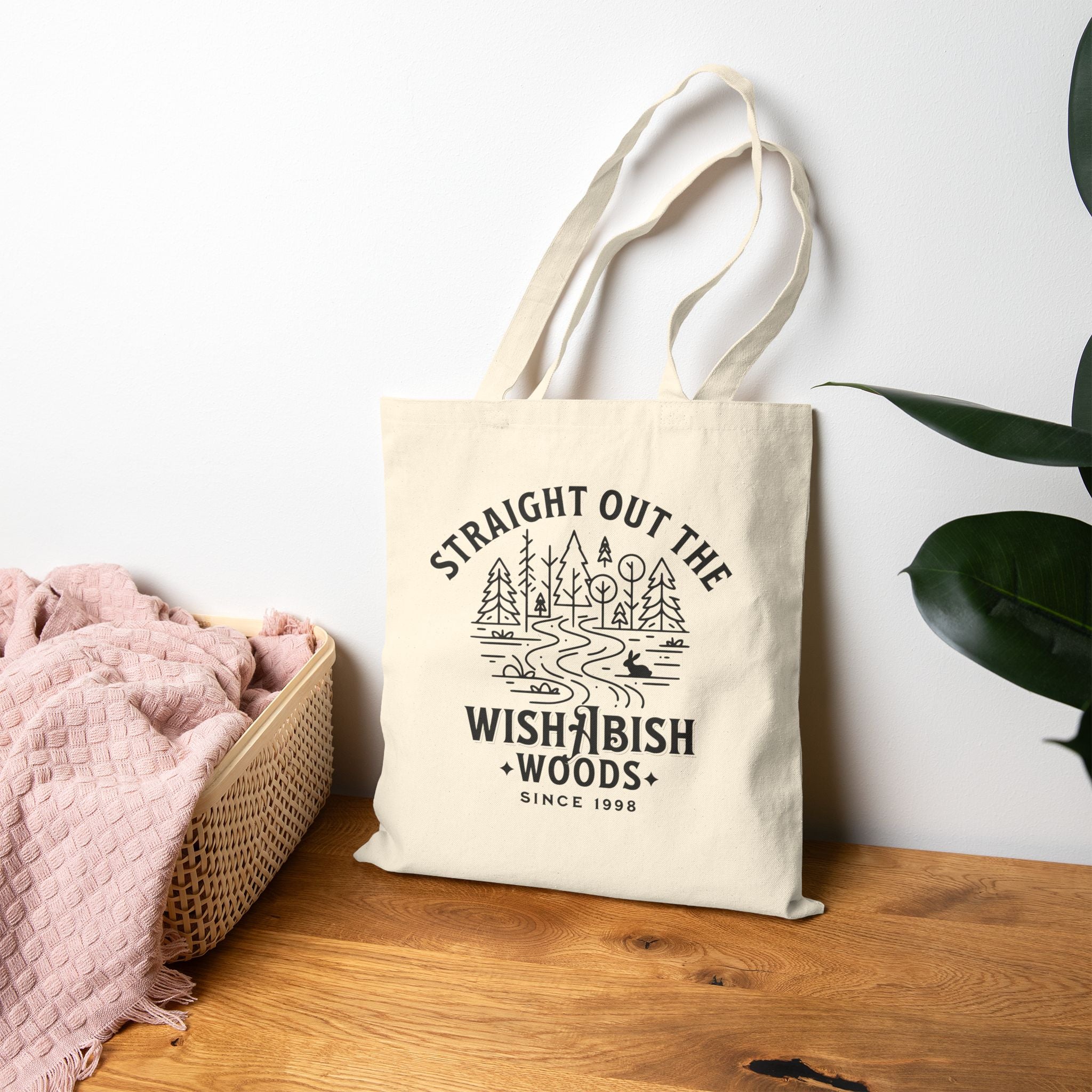 Funny Canvas Tote Bag — "Straight Out The WishAbish Woods" Humor Heals