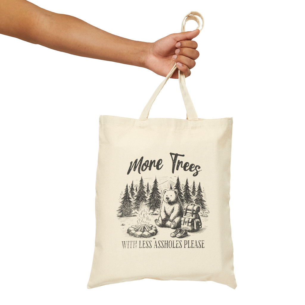 Tote Bag — "More Trees, with Less ***holes Please" Funny Eco-Friendly Tote, natural