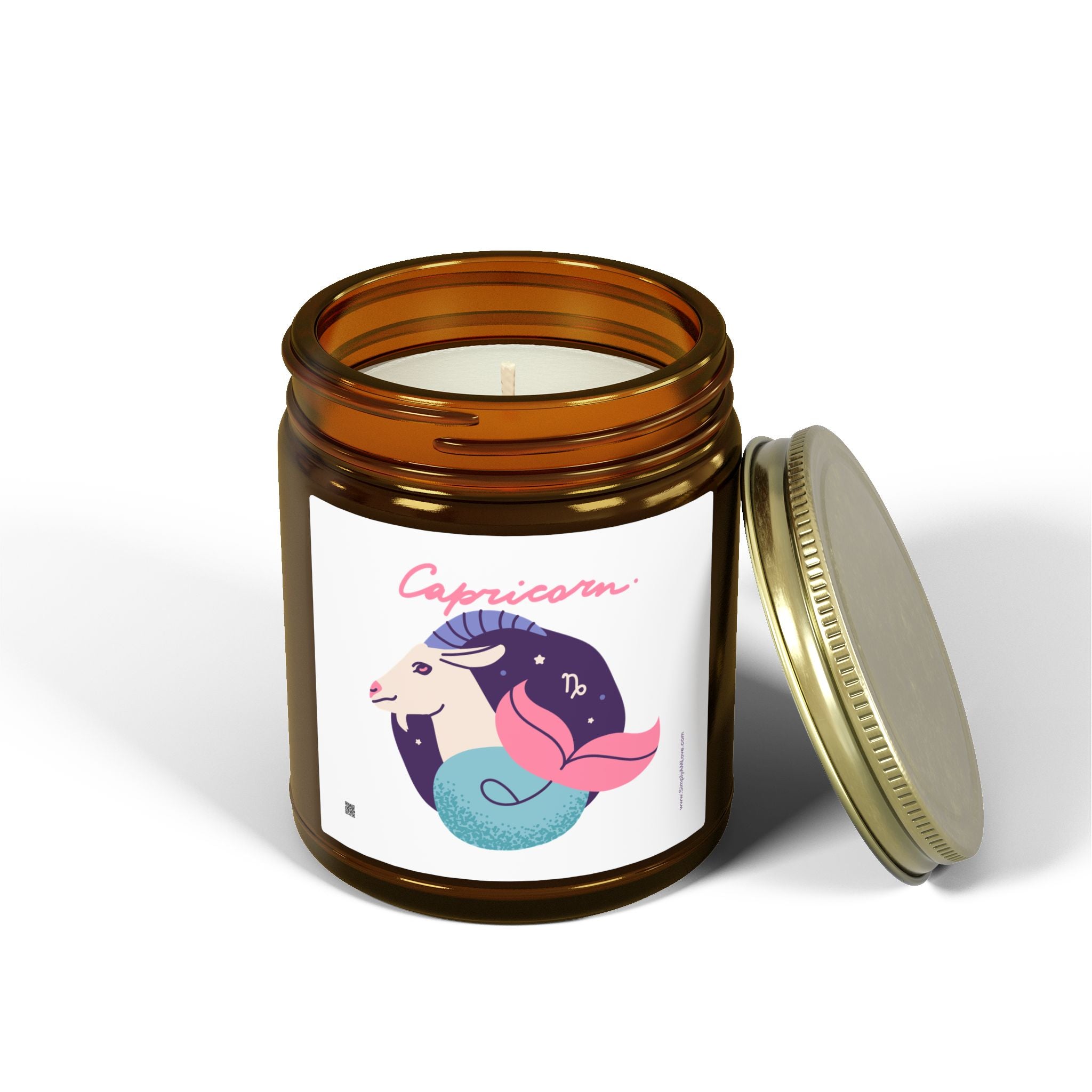 Cute Capricorn Zodiac Scented Candle — Coconut Apricot Wax (9oz Reusable Glass)