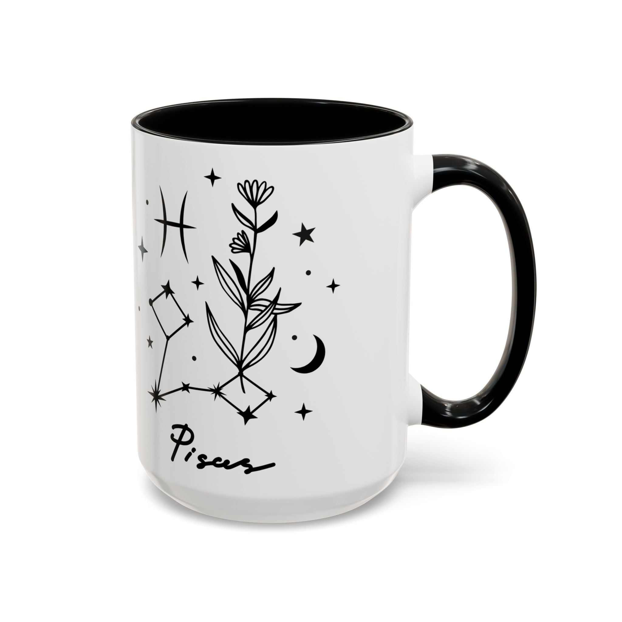 Pisces Zodiac Mug — Minimal Celestial Horoscope Accent 15oz Mug