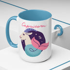 Cute Capricorn Zodiac Mug — 15oz (Pink, Light Blue, & Navy)