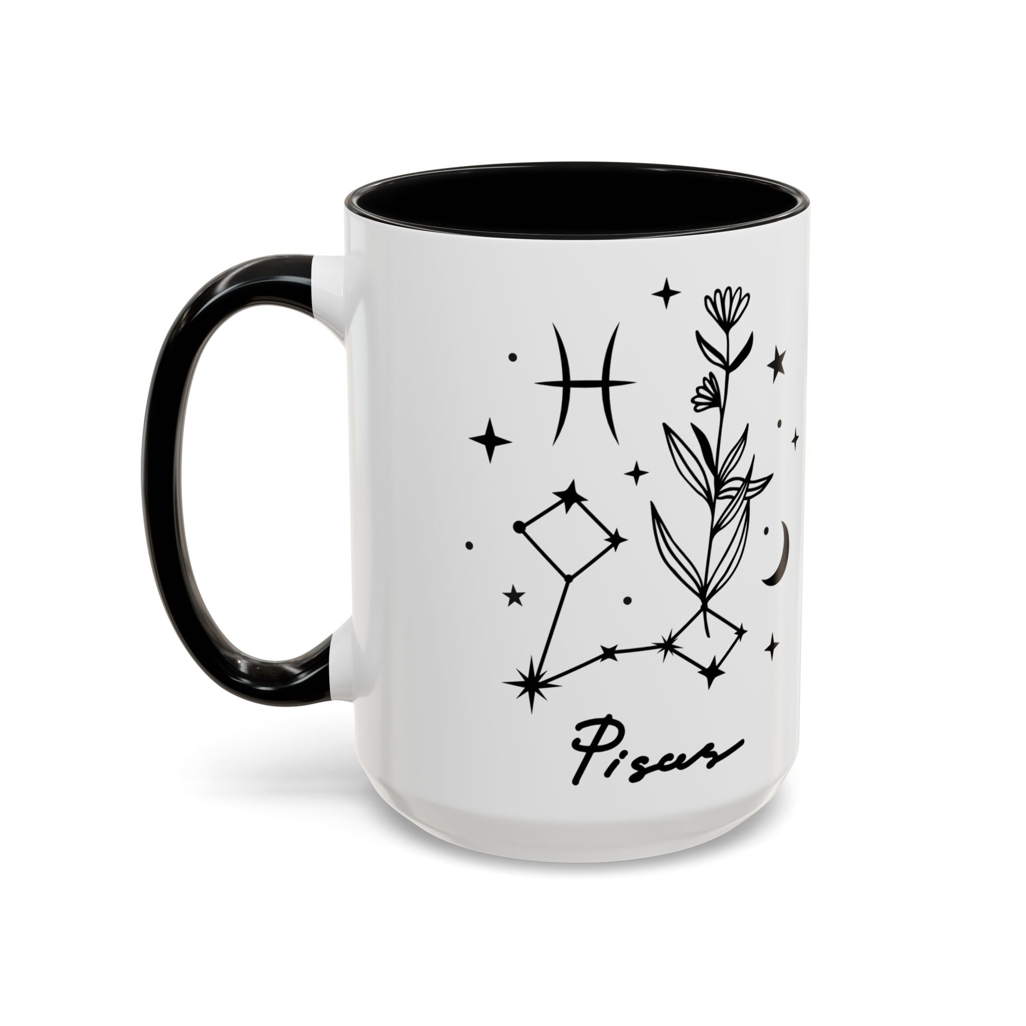 Pisces Zodiac Mug — Minimal Celestial Horoscope Accent 15oz Mug