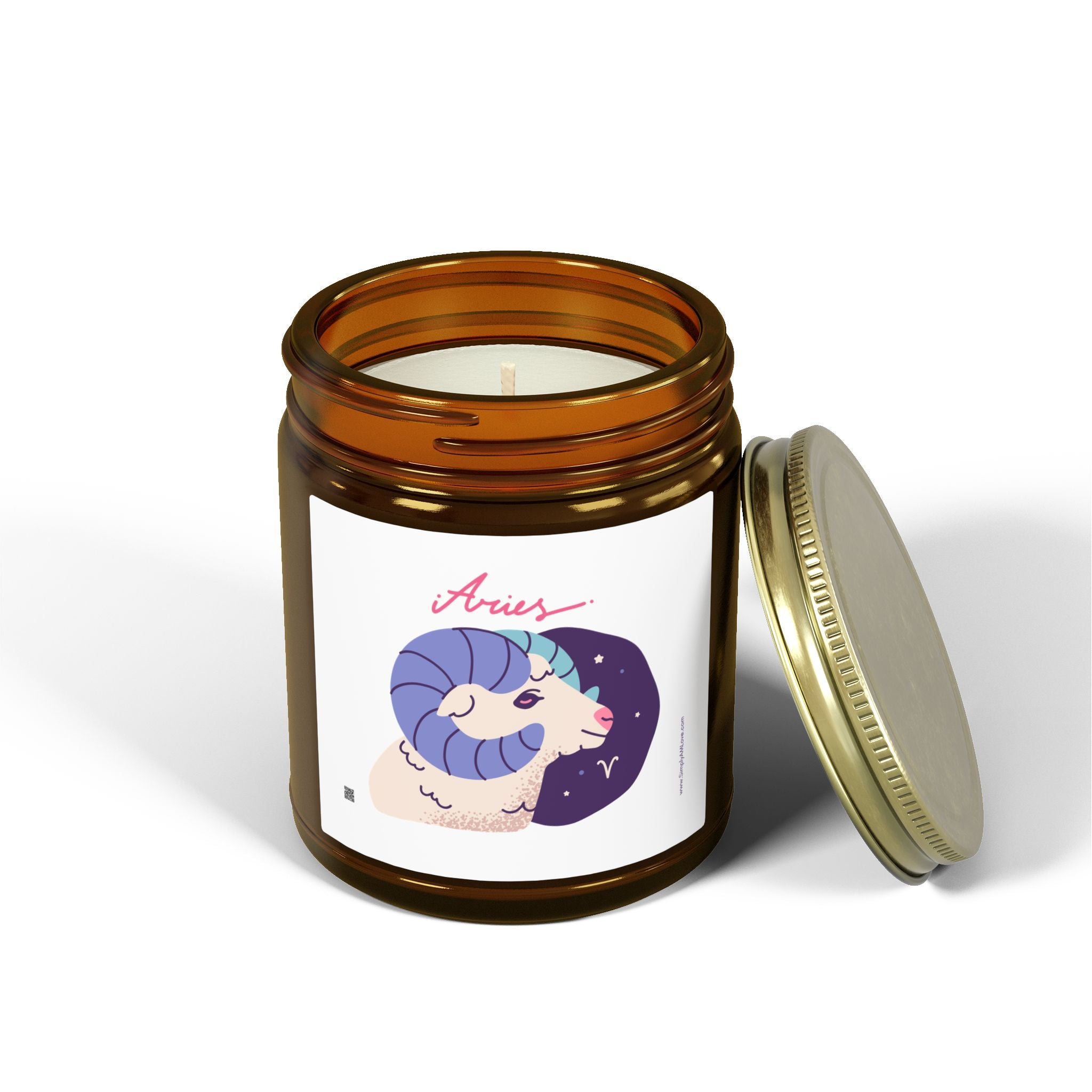 Aries Zodiac Scented Candle — Coconut Apricot (9oz Reusable Glass)