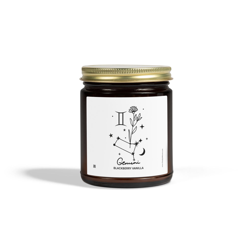 Gemini Zodiac Minimalist Scented Candle — Coconut Apricot Wax, 9oz (Blackberry Vanilla)