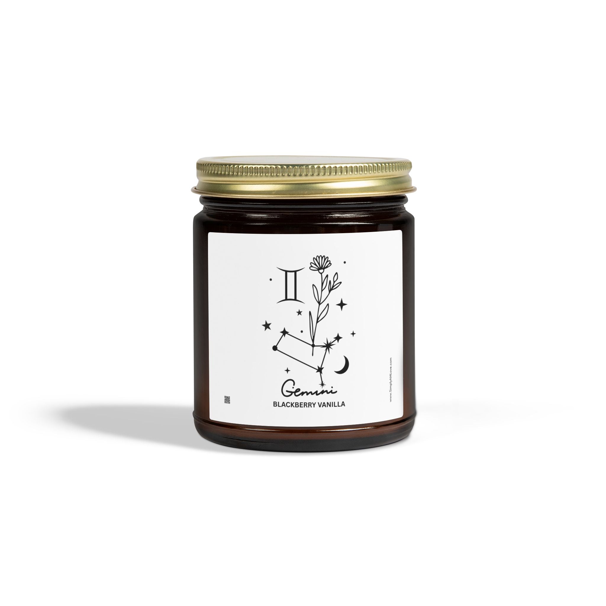 Gemini Zodiac Minimalist Scented Candle — Coconut Apricot Wax, 9oz (Blackberry Vanilla)