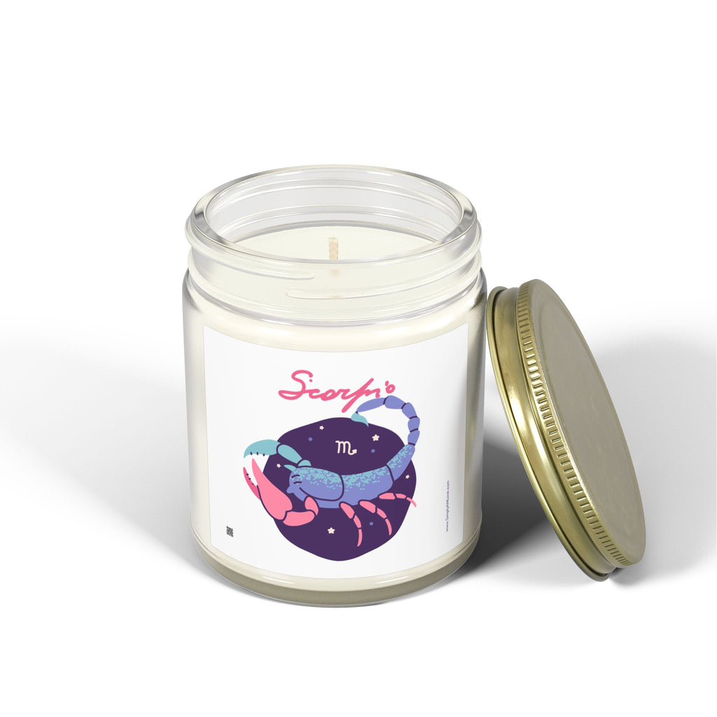 Cute Scorpio Zodiac Scented Candle — Coconut Apricot Wax (9oz Reusable Glass)