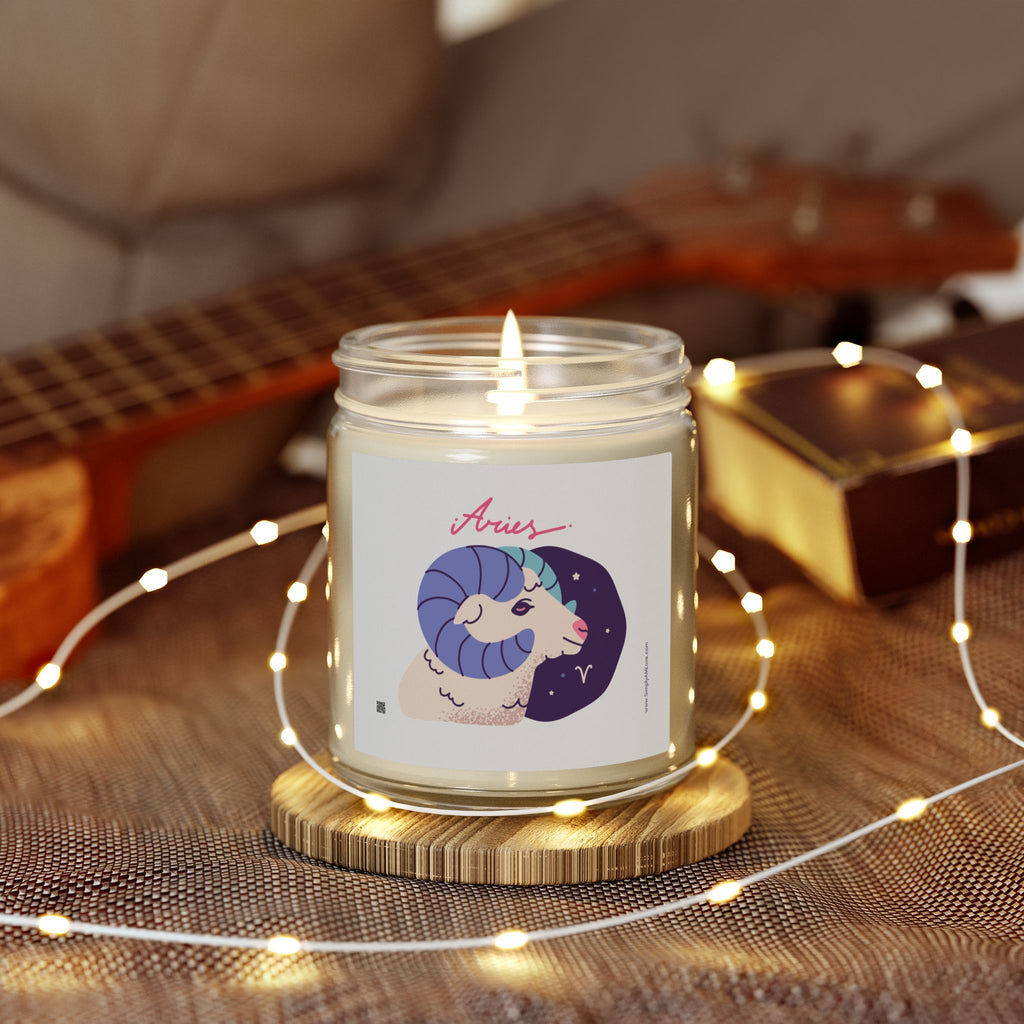 Aries Zodiac Scented Candle — Coconut Apricot (9oz Reusable Glass)