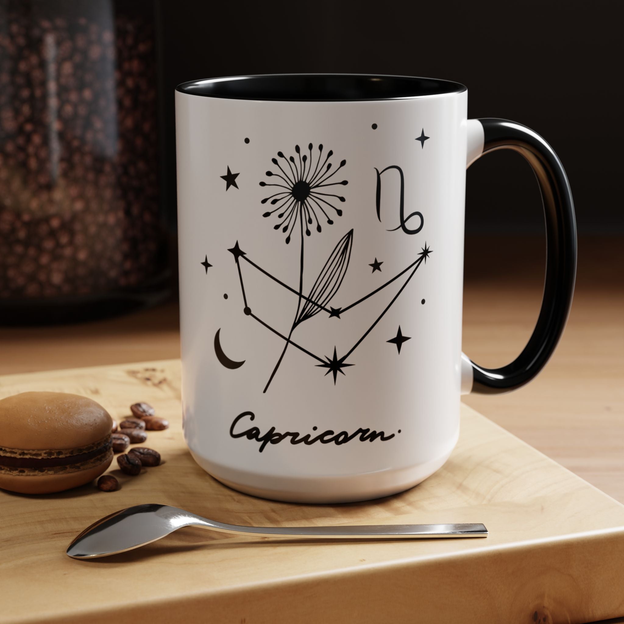 Capricorn Zodiac Mug — Minimal Celestial Horoscope Accent 15oz Mug