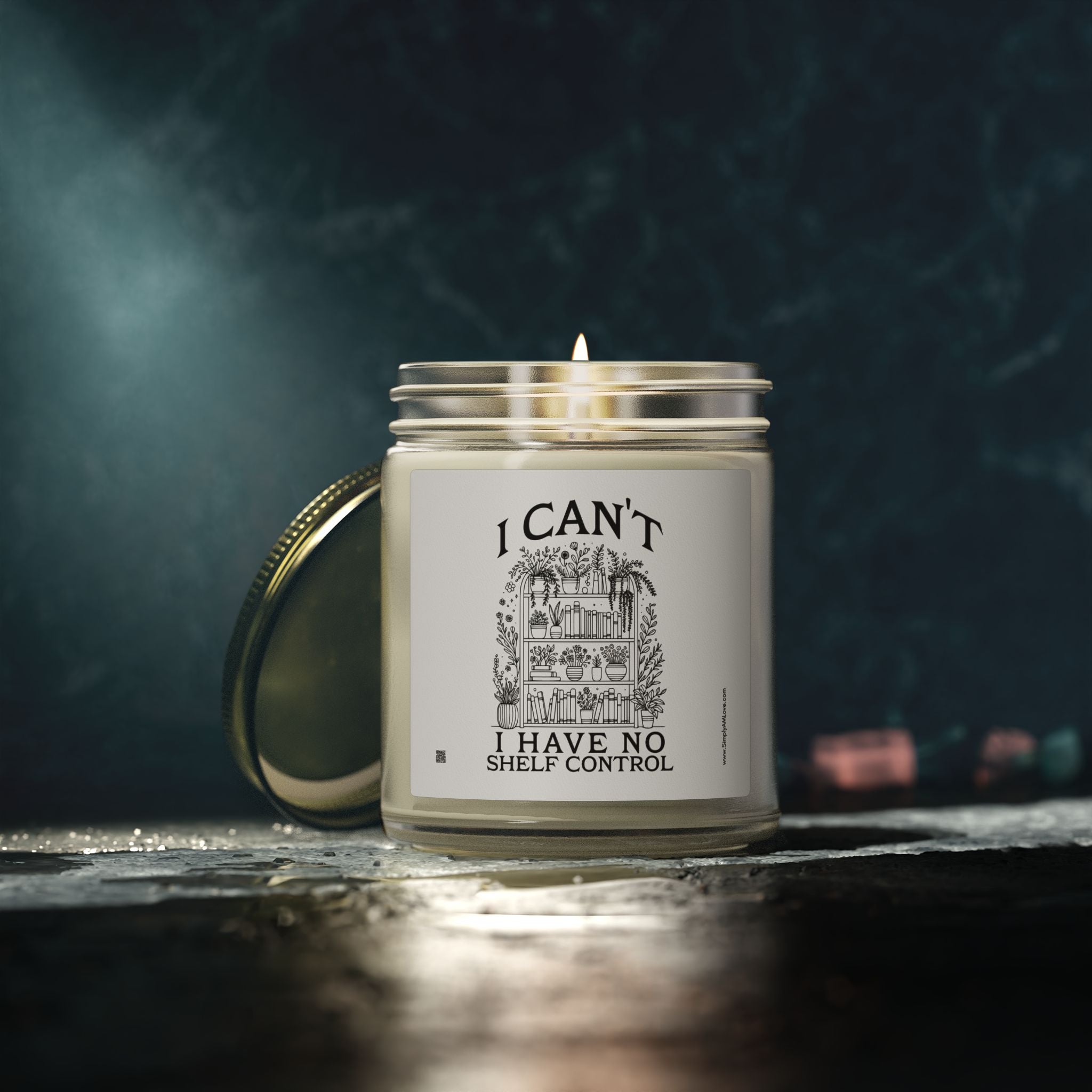 Funny Scented Candle — "I Can't, I Have No Shelf Control" (Coconut Apricot Wax, 4oz/9oz)