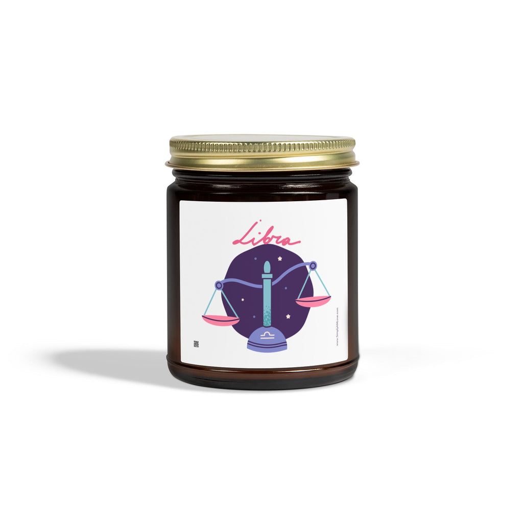 Cute Libra Zodiac Scented Candle — Coconut Apricot Wax (9oz Reusable Glass)