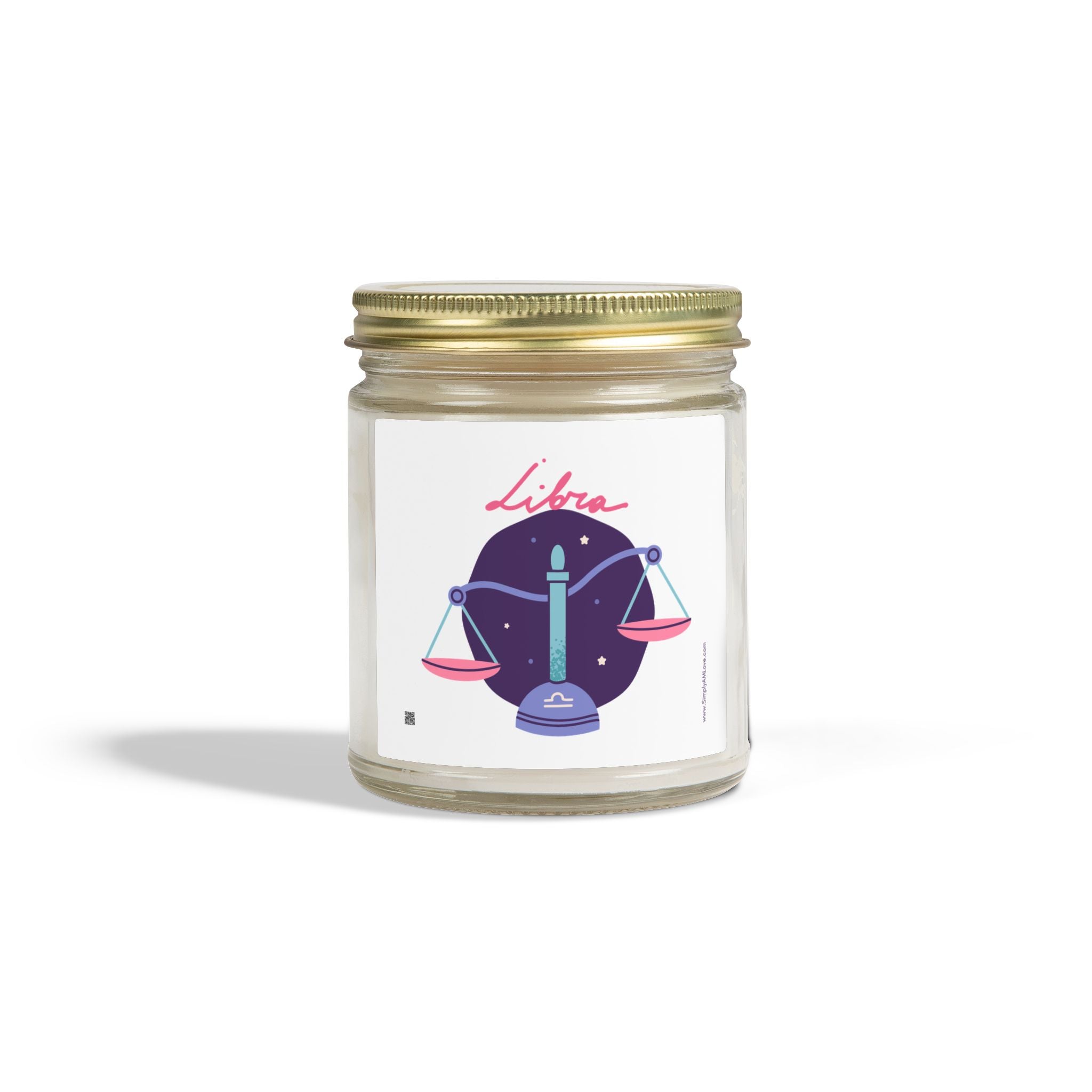 Cute Libra Zodiac Scented Candle — Coconut Apricot Wax (9oz Reusable Glass)