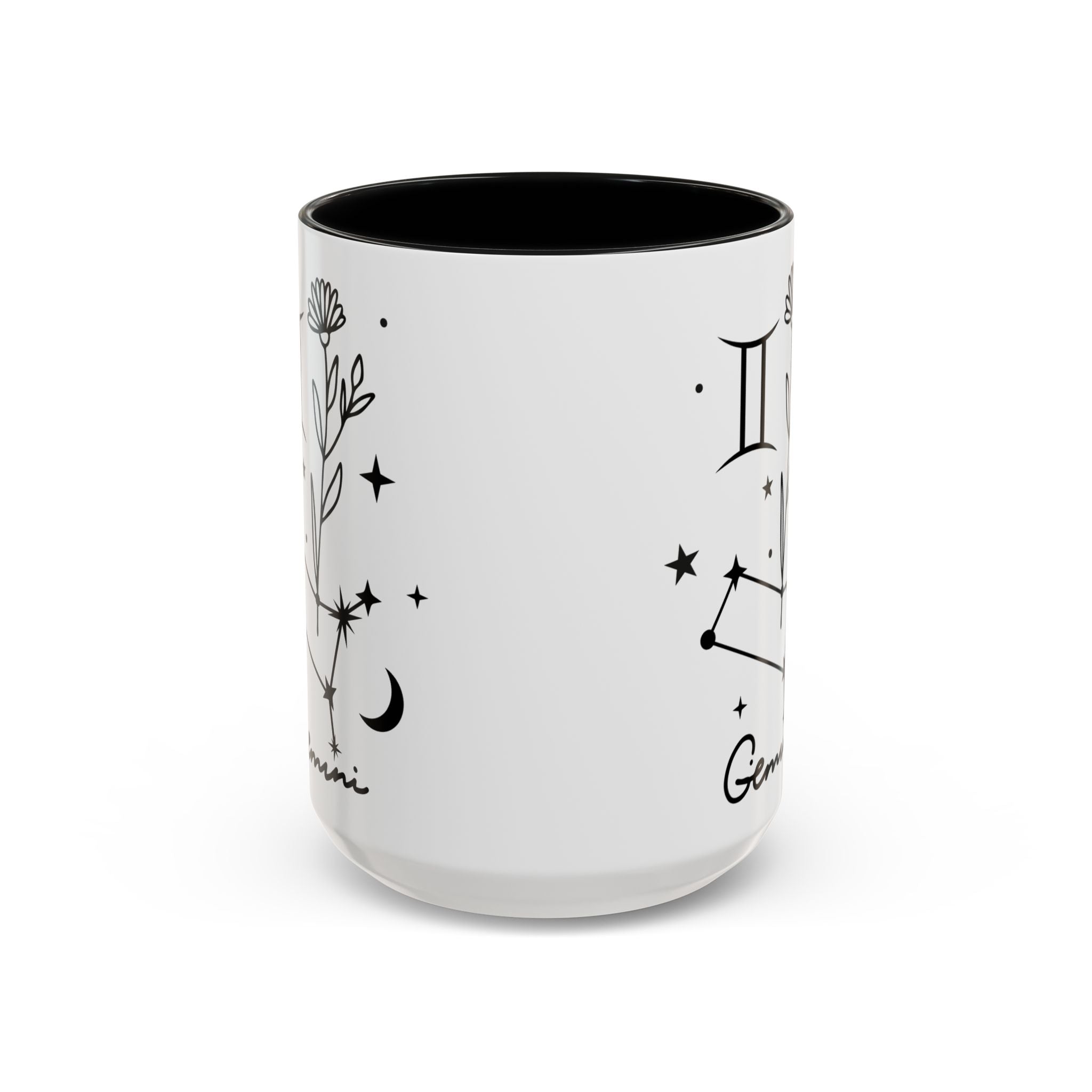 Gemini Zodiac Accent Mug — Minimal Celestial Horoscope 15oz