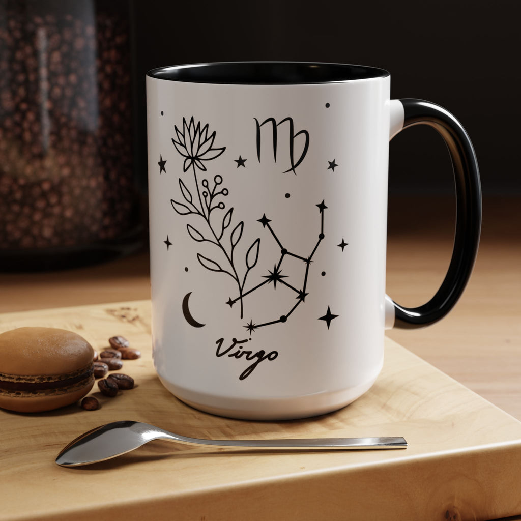 Virgo Zodiac Mug — Minimal Celestial Horoscope Accent 15oz Mug