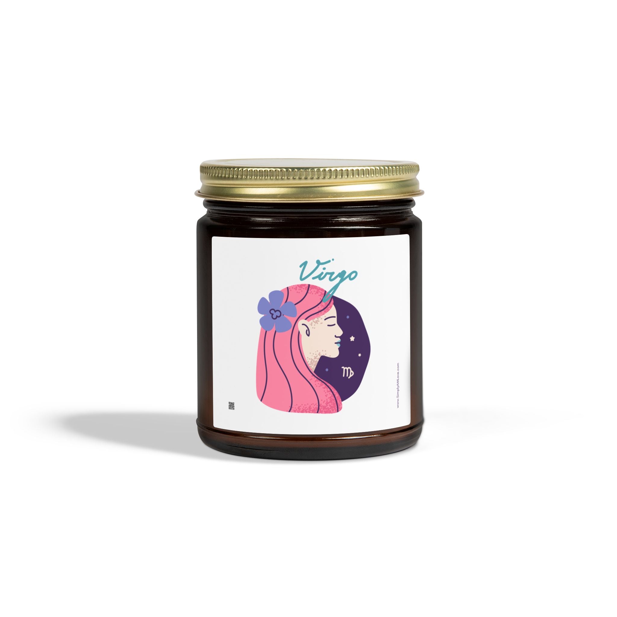 Cute Virgo Zodiac Scented Candle — Coconut Apricot Wax (9oz Reusable Glass)