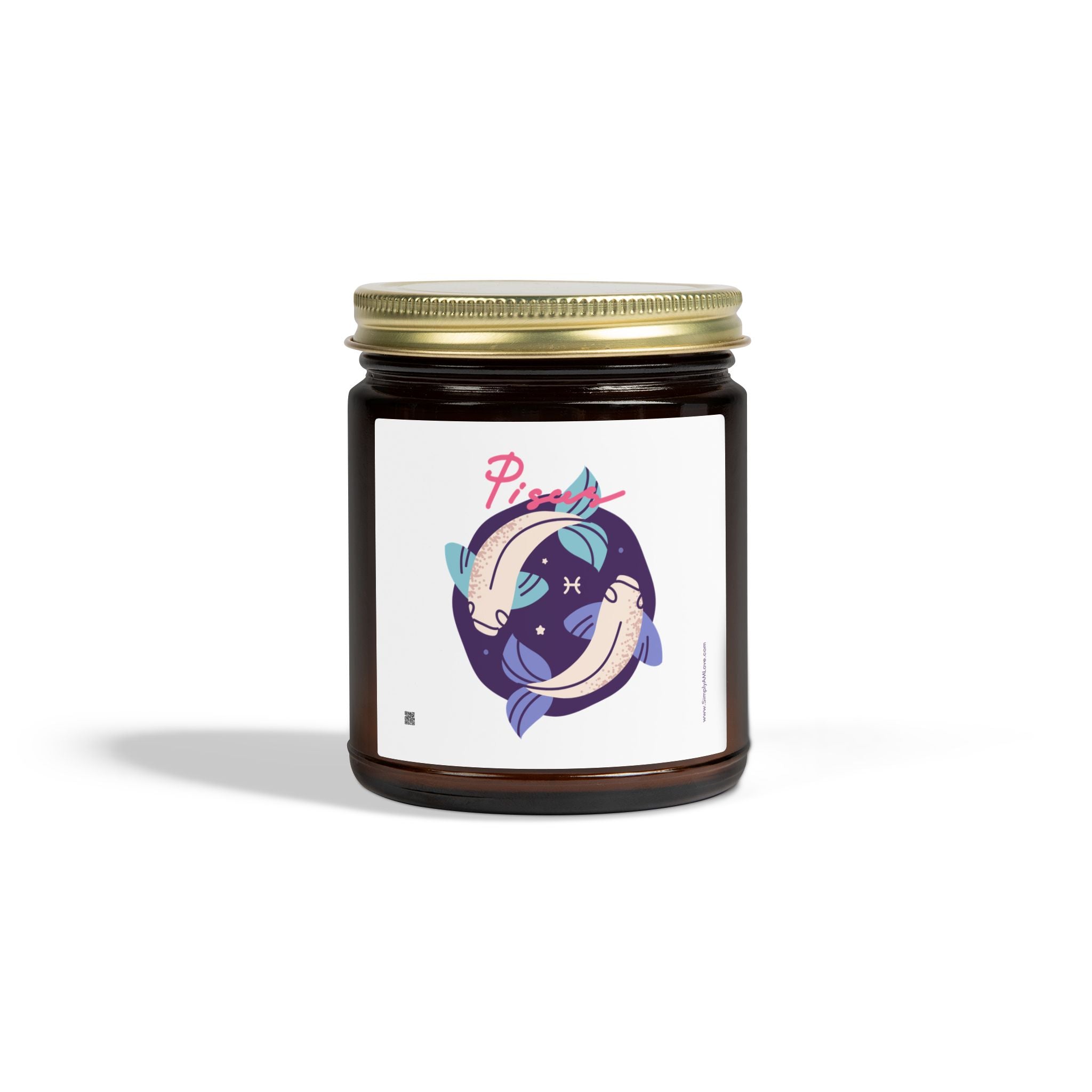 Cute Pisces Zodiac Scented Candle — Coconut Apricot Wax (9oz Reusable Glass)