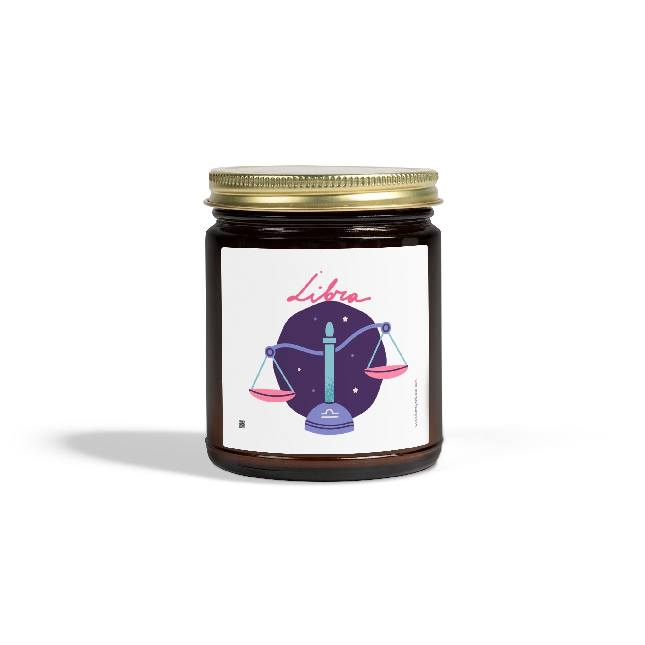 Cute Libra Zodiac Scented Candle — Coconut Apricot Wax (9oz Reusable Glass)