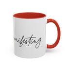 "Shh, I'm Manifesting" Accent Coffee Mug — Funny Minimal 11/15oz