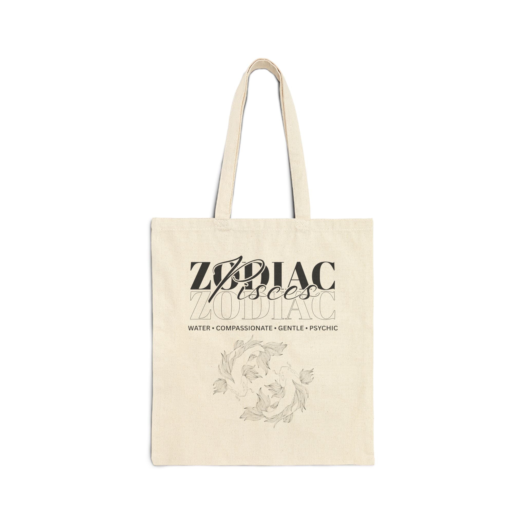 Pisces Zodiac Tote Bag — Cotton Canvas Astrology Tote
