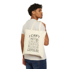 Tote Bag — "I Can't, I Have No Shelf Control" Funny Pack-Rat Canvas Tote, natural