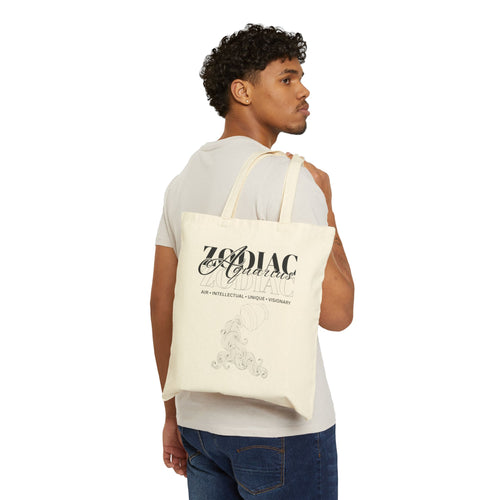 Aquarius Zodiac Tote Bag — Cotton Canvas Astrology Tote