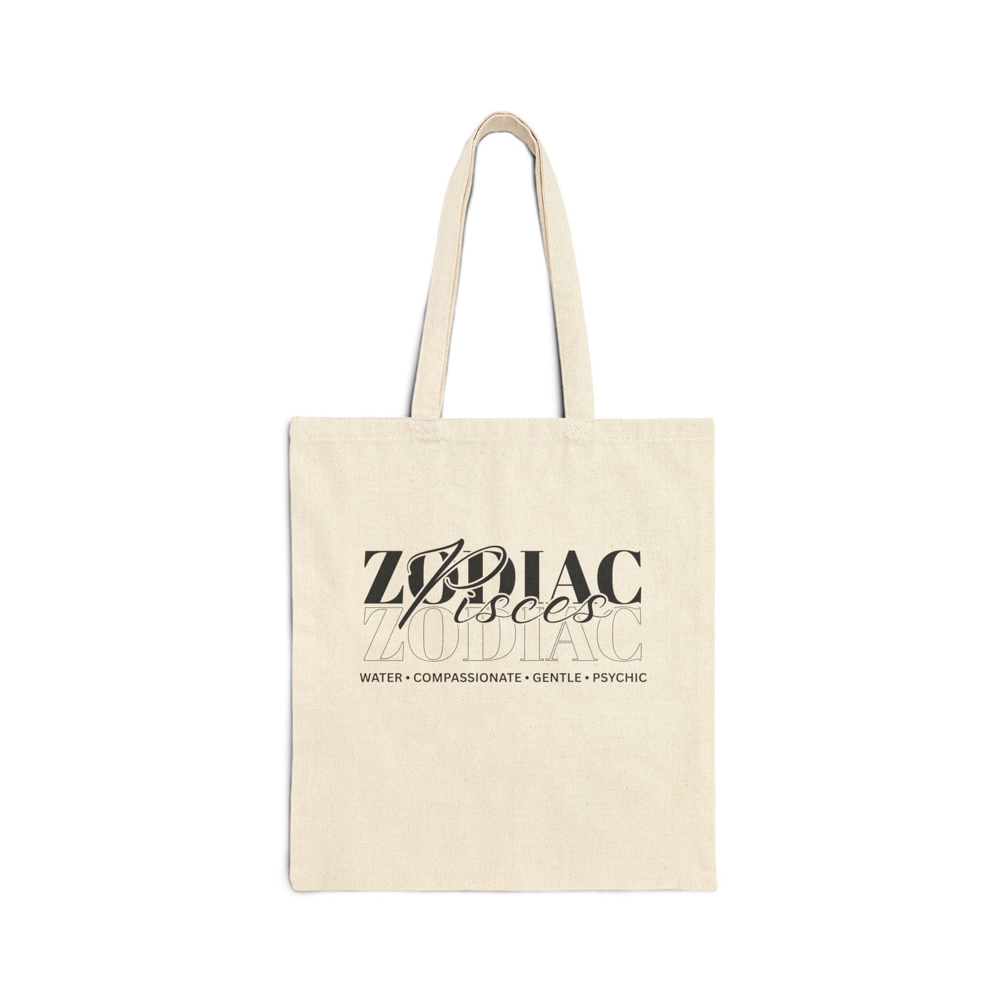Pisces Zodiac Tote Bag — Cotton Canvas Astrology Tote